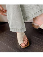 Sandalias Platas Retro Francesas con Punta Tejida Zapatillas de Moda para Mujeres 2025 - details 4