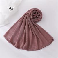 18 colores liso suave fino poliéster Hijabs mujeres largo musulmán chal bufanda turbante envolturas para la cabeza señora islámico 170*70Cm - details 18
