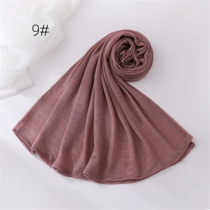 18 colores liso suave fino poliéster Hijabs mujeres largo musulmán chal bufanda turbante envolturas para la cabeza señora islámico 170*70Cm - 1