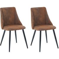Juego de 2 Sillas de Comedor Vintage Sillón Tapizado en Gamuza con Patas Metálicas para Cocina Salón - details 0
