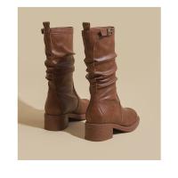 Botas Altas De Tacón Grueso Para Mujer, Botas De Moto De Cabeza Cuadrada, Nuevas Botas De Vaquero Occidental - details 10