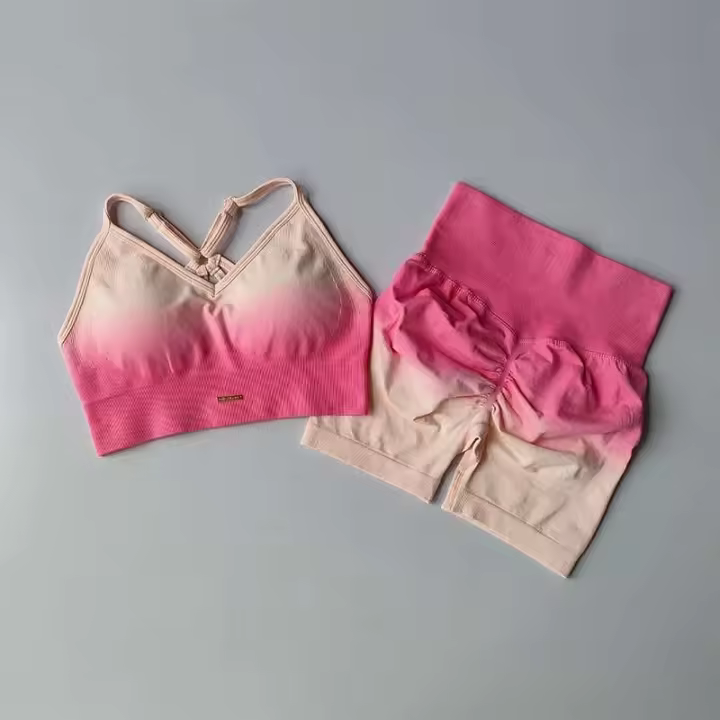 Conjunto de ejercicio de espalda degenerativa para mujer, sujetador deportivo para correr, ropa ajustada, Tre de 2 UDS, pantalones, contraste, yoga, Fierss, - 1