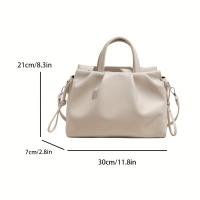Bolso de mano de inspiración francesa para mujer: sintético suave, gran capacidad, correa de hombro desmontable, cierre de cremallera, diseño minimalista para uso informal y profesional, bolso de mano versátil, accesorio elegante, forro de poliéster durad - details 0