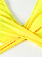 Bikini de cintura alta para mujer, traje de baño con volantes y cordones, conjunto de Bikini Sexy con Tanga, ropa de playa de verano - details 10