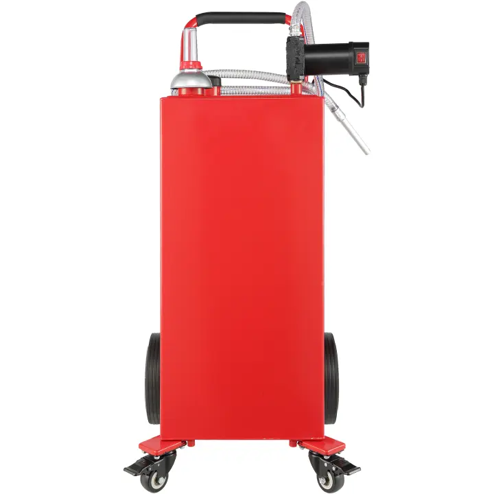 SucceBuy Bidón de combustible de 30 galones, bomba eléctrica de 23,5 L/min, tanque de almacenamiento de gas portátil de 180 W con ruedas, contenedor de transferencia de combustible para diésel, aceite, cortadoras de césped, barcos y motocicletas - 1