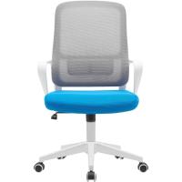 Silla de escritorio ergonómica con ruedas giratorias antiarañazos, respaldo de tela transpirable y soporte lumbar, sillón de estudio u oficina, ajuste de altura del gas 98-108 cm (azul y - details 2