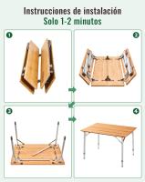Mesa de Camping Plegable de bambú de 100 x 72 cm para 4 a 6 Personas, Marco Estable de Aluminio, 3 Alturas Ajustables con Bolsa de Transporte para jardín, Picnic, Camping - details 42