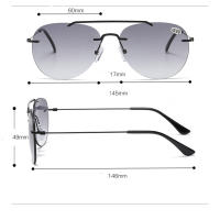 Gafas de Lectura de Sol Bifocales sin Lima de Doble Puente Lentes Grises Visión Cercana y Lejos - details 1