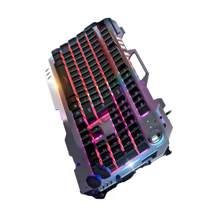Teclado Mecánico Con Cable EWEADN GX810 Panel Metálico Con Botón Multimedia Y Soporte Para Móvil Para Juegos Y Oficina Negro - 1