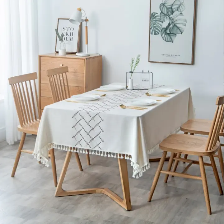 Elegante mantel de lino con diseño de plumas lavable perfecto para picnics, camping, bodas, fiestas de Navidad, Acción de Gracias, - 1