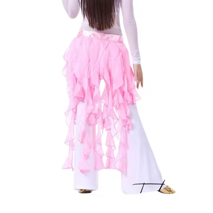 1 pieza de cinturón para el vientre para mujer, cinturón de baile latino, falda de zorro de nueve colas, falda con flecos ondulados - 1
