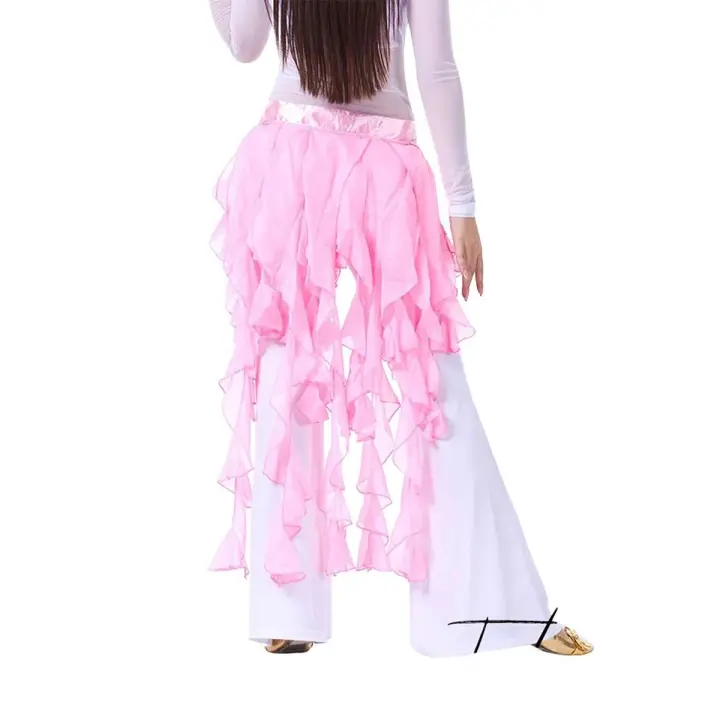 1 pieza de cinturón para el vientre para mujer, cinturón de baile latino, falda de zorro de nueve colas, falda con flecos ondulados - 1