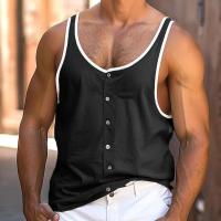 Chaleco de hombre con botones al aire libre para ocio y vacaciones, camiseta sin mangas holgada deportiva para hombre, camiseta sin mangas con base que combina con todo para hombre - details 1