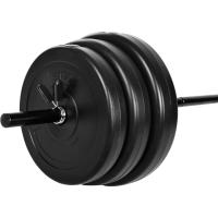 Juego de pesas de 100 libras para gimnasio en casa con seis placas y 1 barra estándar de 5 pies, viene con cierres de resorte - details 1
