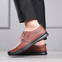 Los mocasines de cuero de vaca con cordones informales de negocios para hombre son cómodos y livianos - details 8