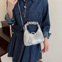 Bolso plisado de lentejuelas de estilo coreano, bolso cruzado con cadena y colgante de lazo exquisito, bolso de hombro ligero de Color sólido - details 35