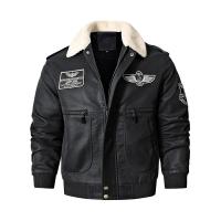 Traje de vuelo con cuello abatible para hombre, ropa de cuero, chaquetas de lana de locomotora, abrigos cálidos, Tops de ocio engrosados de invierno, nuevo - details 2