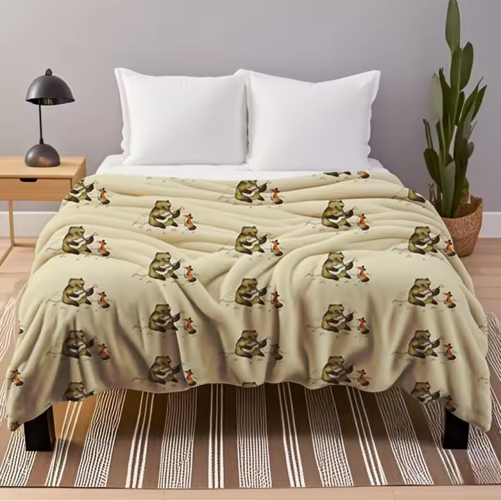 Manta de Flanela Zen Japonesa Suave Estilo Fresco/Caliente Resistente al Desvanecimiento - 1