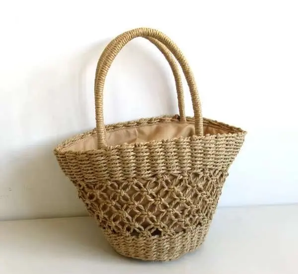 Popular bolso de playa tejido con agujeros de paja para verano, carteras, bolsos de mano profesionales para mujer, bolsos de mano para mujer - 1