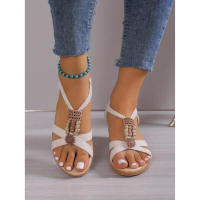 Women Cross Straps Sandals Open Toe Ankle Strap Slingback Wedge Platform Shoes Summer Comfy Boho Shoes - details 7
