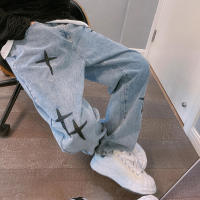 Nuevos Jeans para Hombre 2025 Estilo Coreano Moda Casual Pantalones Cargo de Pierna Ancha Lavado Claro con Bolsillos Tipo de Tejido a Rayas - details 3