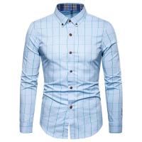 Camisa de algodón para hombre, camisa de manga larga a cuadros, informal, de negocios, ajustada, para oficina, 1311 - details 13