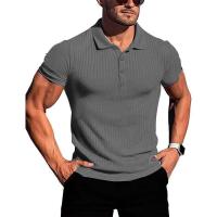 Ropa deportiva para correr para hombre, poste de pie de manga corta de alta elasticidad de verano, suéter básico de punto fino - details 18
