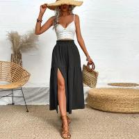 Nueva falda de mujer, falda Midi bohemia a la moda, cintura alta, falda lisa con volantes, faldas informales con abertura lateral para la playa, falda de 3 colores - details 0