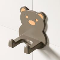 Soporte de plástico para secador de pelo de oso de dibujos animados, soporte de almacenamiento autoadhesivo para soplador de aire, estante para secador de pelo montado en pared para baño - details 3