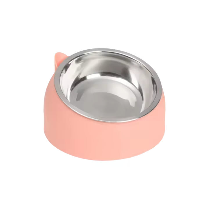Tazón de Alimentos para Mascotas de Acero Inoxidable Diseño Oblicuo Resistente a Caídas - 1