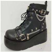 Night Knight Original Martin Boots Spice Girl Cabeza redonda de suela gruesa Super Cool Botas cortas Hebilla Botas Martin decorativas con cordones - details 2
