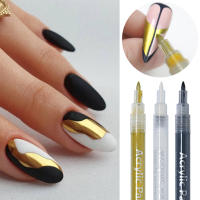Lápiz de pintura de Graffiti de dibujo de manicura, herramienta de Arte de uñas de Color dorado negro, pincel delineador impermeable, línea abstracta DIY, patrón de flores 3D - details 1