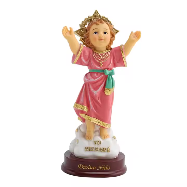 Escultura católica, figura religiosa, colección de obras de arte Estatua de Jesús del niño divino, figura de mesa de resina - 1