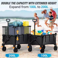 Carrito de Playa de 200L Carrito Plegable para Jardín con Mango Ajustable y Portavasos - details 1