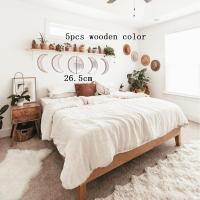 Espejo de pared decorativo de acrílico Natural para el hogar, espejo bohemio de fase lunar de madera, diseño Interior, decoración - details 4