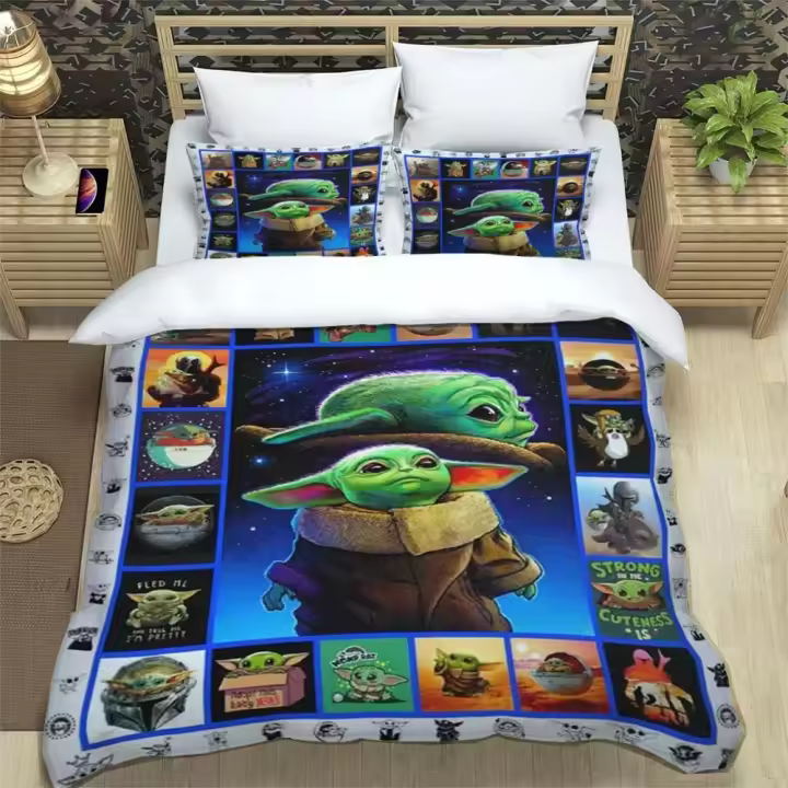 Juego de Ropa de Cama Yoda Impresión Digital 3D Funda de Edredón con Fundas de Almohada - 1