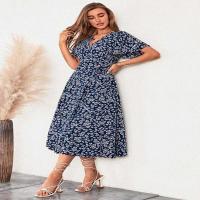 Verde 2025 Nuevos Vestidos Largos de Mujer con Estampado Explosivo, Cuello en V y Cintura Alta - details 3