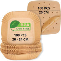 Papel perforado cuadrado para freidora de aire, 100 piezas, 20-24cm y 100 papeles para Cosori, accesorios desechables para freidora de aire - details 0