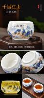 Taza de té azul y blanca única de hielo negro maestro de color esmaltado Jingdezhen, transformada de horno a edificio - details 0