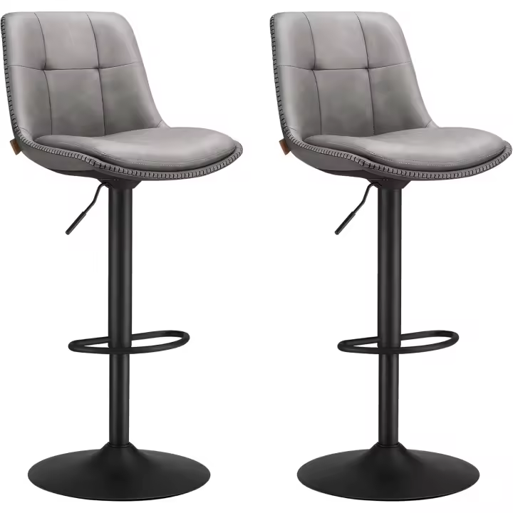 Sillas Altas Giratorias Regulables en Altura, Acolchado PU, Sillas de Cocina con Respaldo y Reposapiés, - 1