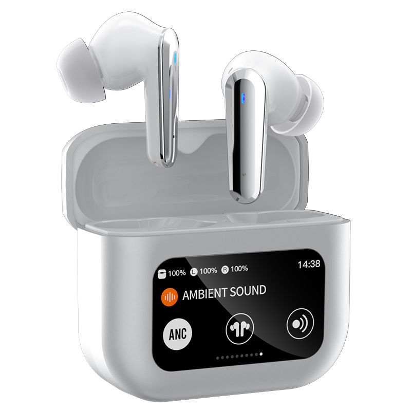 2025 TWS Auriculares inalámbricos Bluetooth con pantalla táctil inteligente LED, auriculares internos inalámbricos con cancelación activa de ruido, graves potentes, duración de batería de 80 horas, Bluetooth 5.4, micrófono HD, compatible con iPhone Samsun