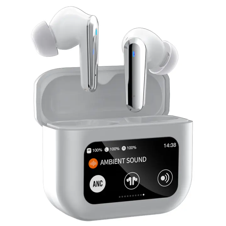 Auriculares Inalamthricos Bluetooth TWS 2024 con Pantalla Táctil LED Inteligente, Auriculares In Ear con Cancelación Activa de Ruido, Bajos Potentes, 80H de Vida de Badería, Bluetooth 5,4, Micrófono HD, Compatible con iPhone, samsung, Xiaomi y Huawei - 1
