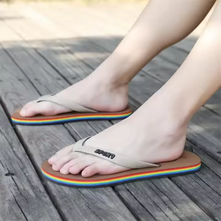 Zapatillas para hombre Moda interior Zapatillas informales de espiga Sandalia transpirable de playa de verano Suela antideslizante de arco iris Tamaño duradero 40-47 - 1