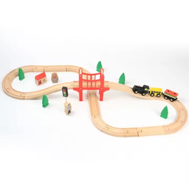 Excitat Conjunto de Tren de Madera para Niños Pequeños 39 Piezas con Haceres de Madera - 1