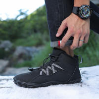 Botas de nieve de invierno para mujer, botines forrados de piel cálida sin cordones, Botas de senderismo descalzas, botines de caja de punta ancha - details 8