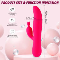 Vibrador de silicona suave 3 en 1 potente con calefacción para punto G, conejito vibrador con 10 modos de vibración, varita mágica, masturbador, estimulador, vibrador de dildo, varita AV, masajeador de vagina y clítoris, juguetes sexuales para mujeres, pa - details 2