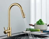 Quyanre Oro pulido extraíble fregadero agua grifo mezclador de una sola manija grifo de ducha de cocina con rotación de 360 ​​grados - details 0