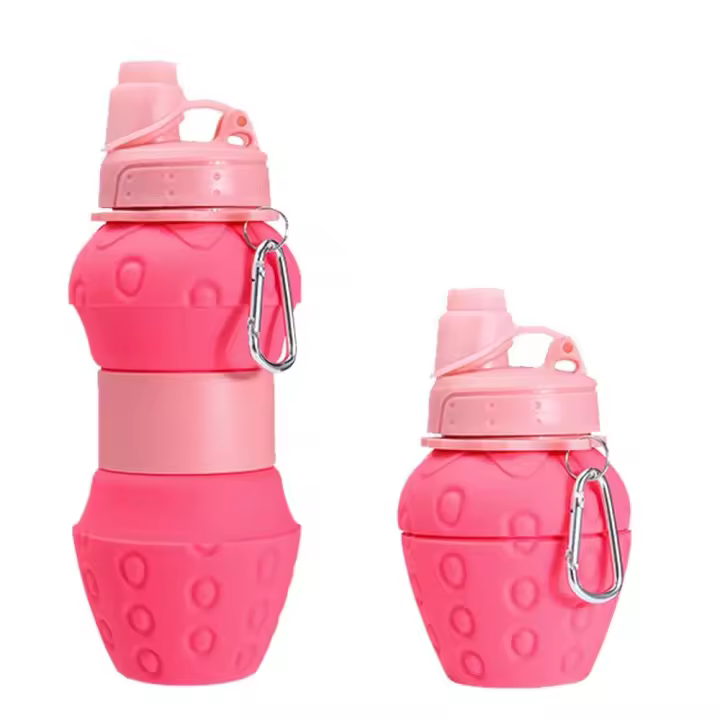 Botellas de agua plegables reutilizables, botella de agua de silicona retráctil, creatividad, forma de piña, taza de agua plegable para exteriores, 700ml - 1