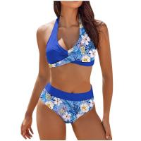 Bikini con estampado floral para mujer, traje de baño de dos piezas, de cintura alta, para adolescentes - details 4