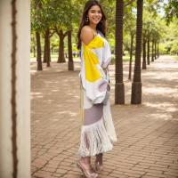 Conjunto de dos piezas de un solo hombro sexy para mujer, vestido de moda con mangas farol y volantes, tallas S M L, varios colores - details 5